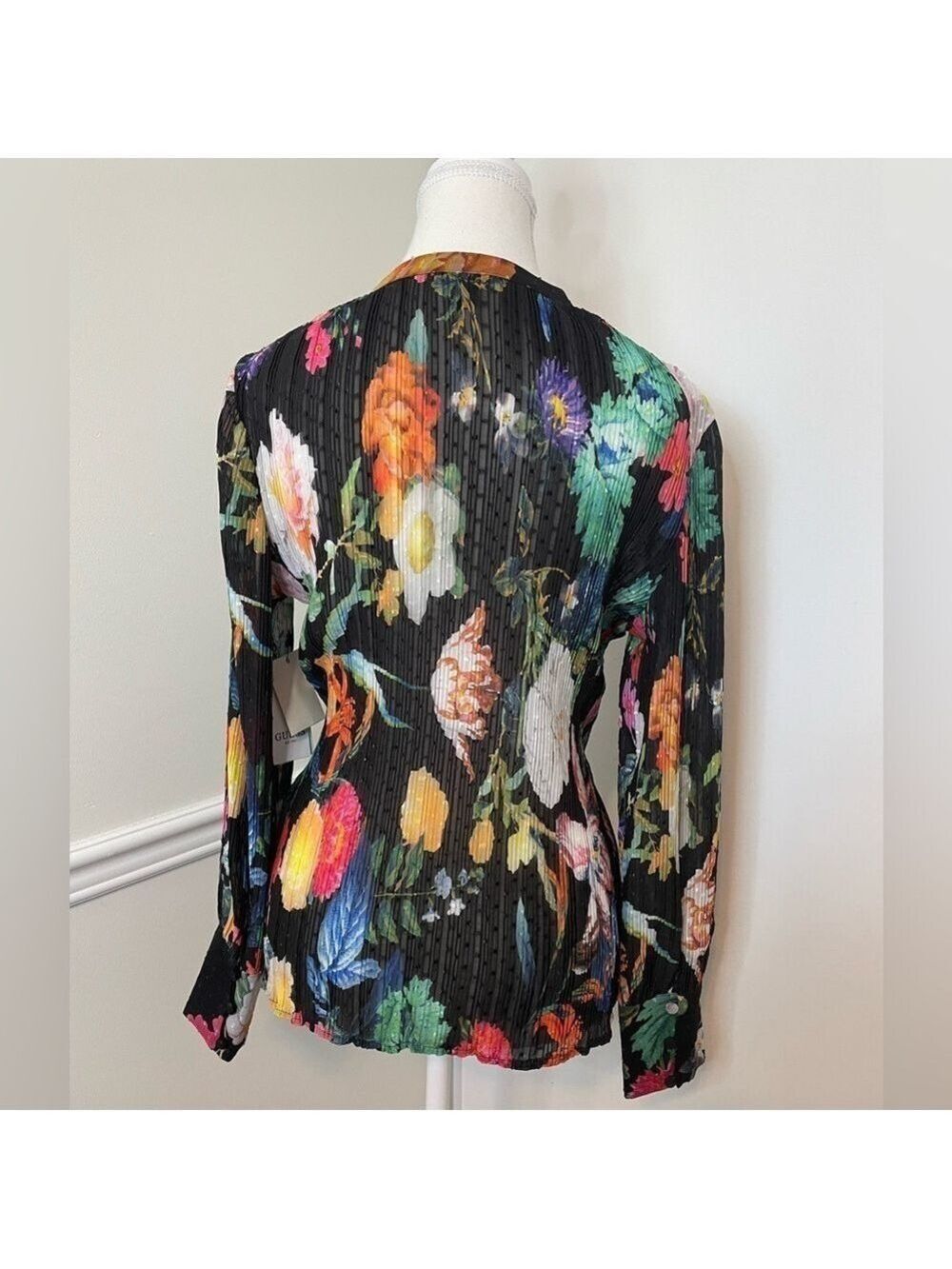 NWT Guess Lisette Printed Long-Sleeve Tie-Front Top M - Picture 10 of 16